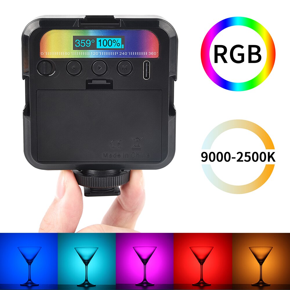 64RGB Mini Led Camera Licht 2500Mah Oplaadbare Led Panel Lamp Foto Video Verlichting Video Lichten Vlog Vullen Licht Live: AL86ProRGBMINI