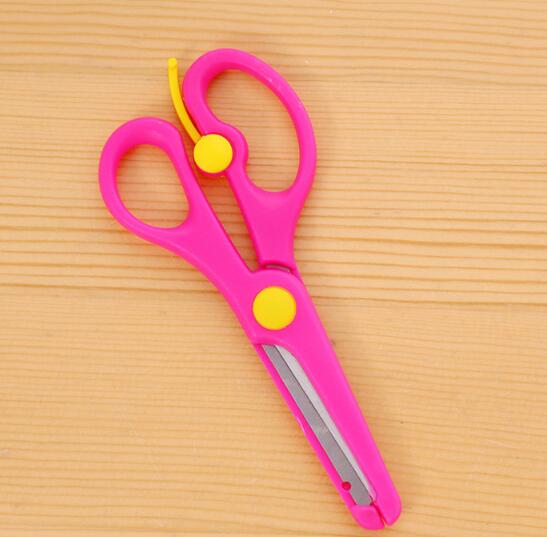 Tijeras pequeñas de foto para niños, tijeras de papel de seguridad cortadas con cabeza redonda, 1 unidad, accesorios de papelería: Rosa