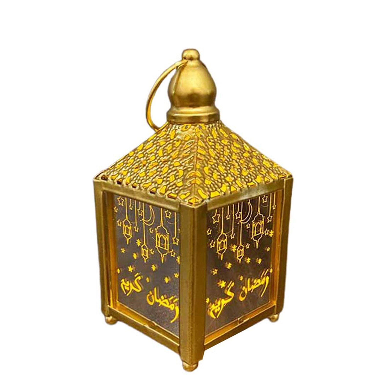 Golden/ White Ramadan Lantern Lamp Happy Eid Light Ramadan Interior Lamp Home Party Decoration Ornaments for B1: Gold / small
