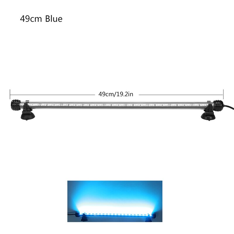 Aquário luz led à prova dwaterproof água tanque de peixes luz subaquática lâmpada de peixes aquários decoração iluminação planta lâmpada 19-49cm 220v energia da ue # t: 49cm Blue And White