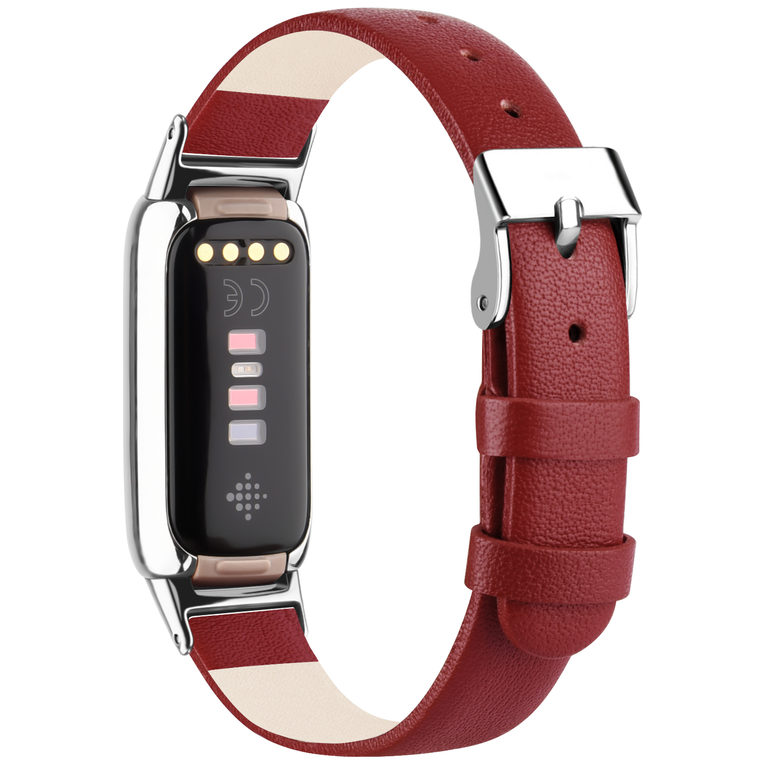 Til fitbit luxe-rem ekte lærrem justerbar klokkereim erstatningsarmbånd til fitbit luxe-armbånd armbånd korrea: Svart grå