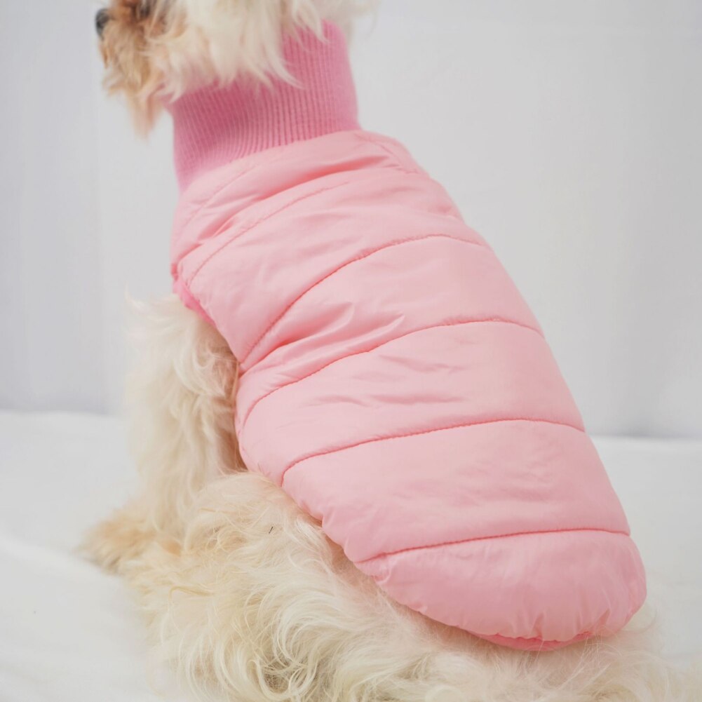 zwierzę domowe pies w dół kurtka lekka wodoodporna kamizelka dla psa wysoki dekolt płaszcz z guzikami dla średniej wielkości placki chihuahua Shih Tzu kurtka zimowa: Różowy / L