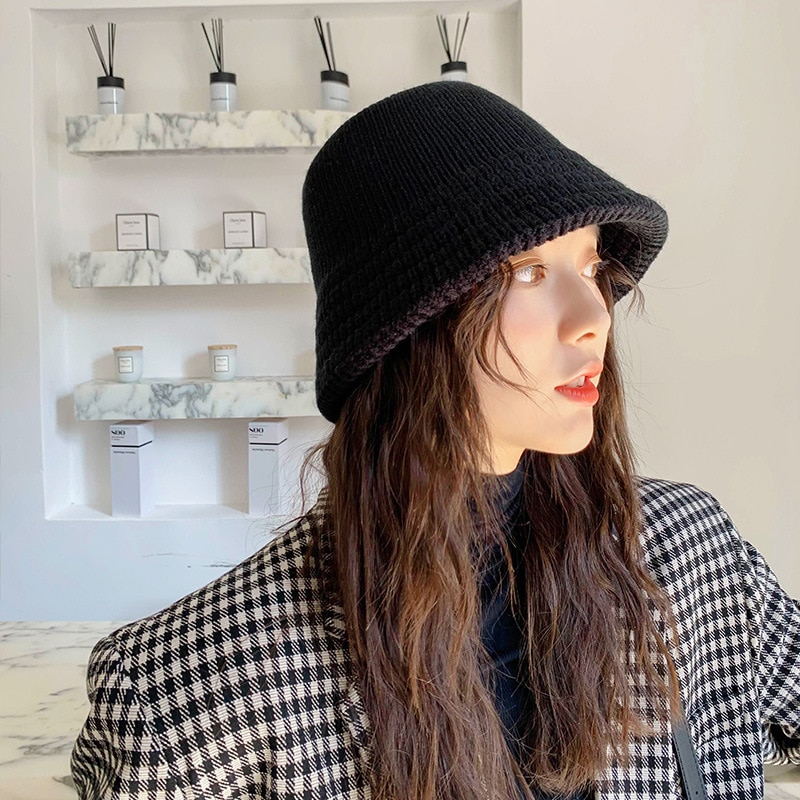 Chapéu de lã de inverno chapéu de balde panamá feminino bob hip hop boné gorros cor sólida unissex algodão boné homem balde de pesca chapéu liso