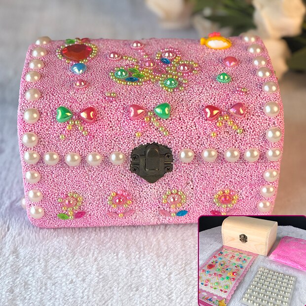 Enfants fait à la main bricolage matériel sac fille en bois massif papeterie boîte boîte à crayons flocon de neige boue bâton perceuse boîte de rangement: M-3