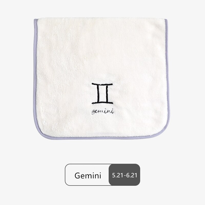 32*60cm Face Towel Microfiber Water Absorption Constellations Home Quick Dry Towels Small Soft Embroidery Bath Shower: Gemini-white