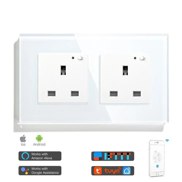 WiFi Smart Wall Sockets UK Electric Plug Mounted Outlets 13A App Remote Voice Control Timer by Tuya Smartlife Alexa Google Home: Type 16