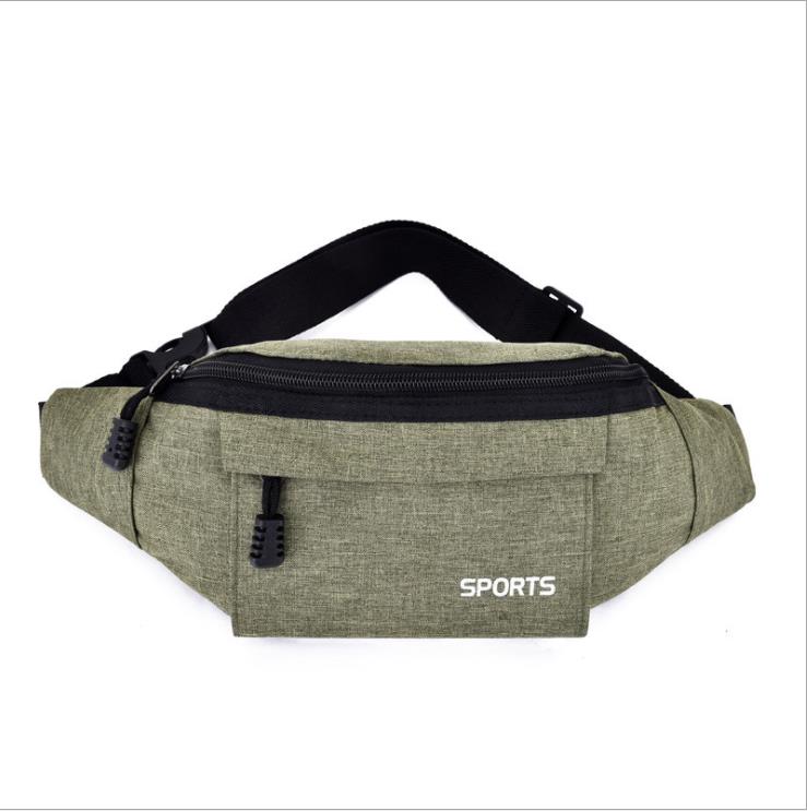 casual Fanny pack men's women's sports running Oxford cloth bag Solid travel chest bag purse: Green