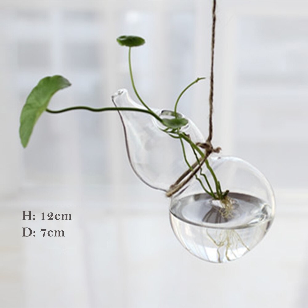 1Pcs Hanging Glass Vase Transparent Hydroponic Container Terrarium Flower Plant Pot Garden Home Wedding Decoration: 8