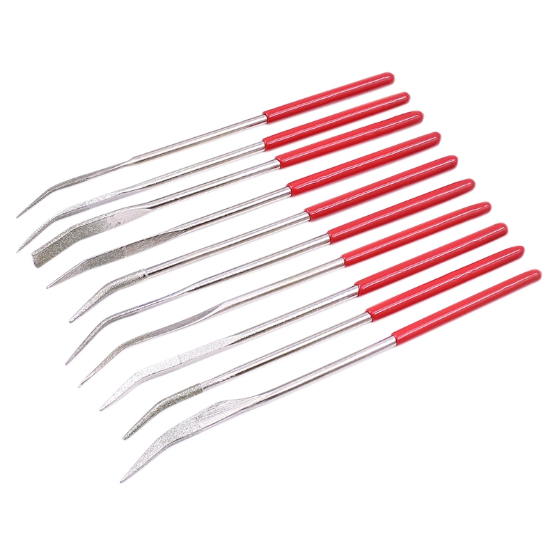 Curved Mini Diamond File Set Needle File Set Coated Diamond File Metal File Set: Default Title