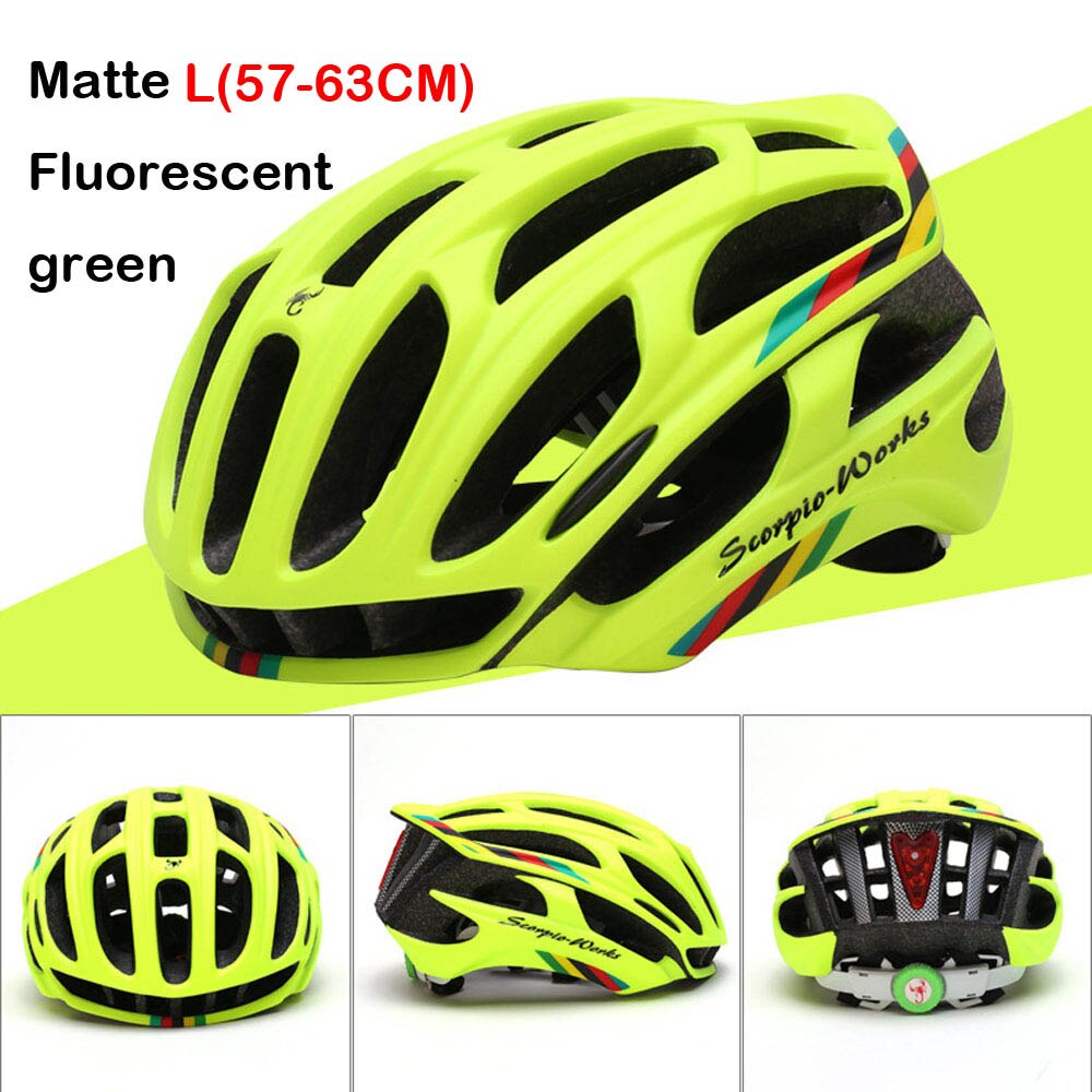 Mtb cykelhjelmdæksel med led-lys caschi ciclismo capaceta da bicicleta capaceta hjelm cykel cykelhjelme  ac0119: Gul 04