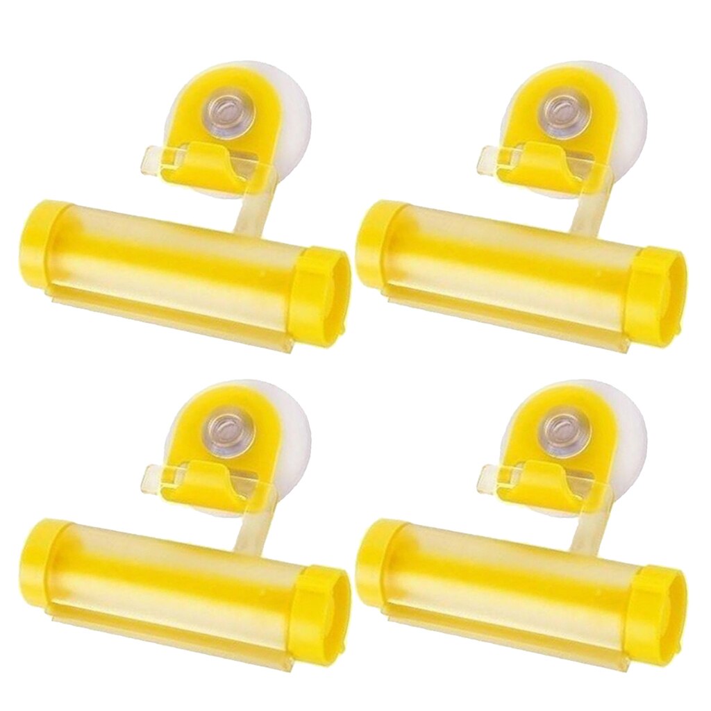 4x pp mini badeværelse tandpasta squeezer tandpasta klemmeværktøj: Gul