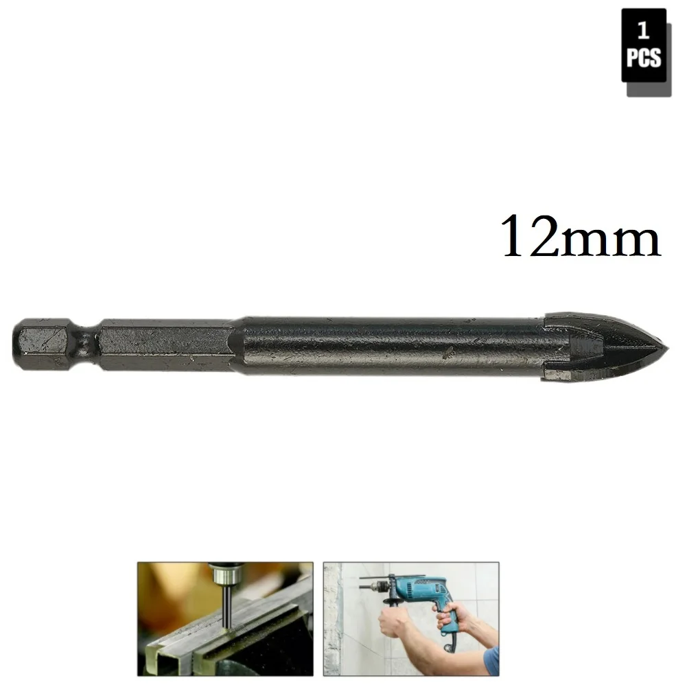 Multifunktionale Dreieck Bohrer Kreuz verhexen Fliesen Bits Glas Keramik Beton See Öffner Harte Legierung Dreieck Bohrer: verrotten/schwarz