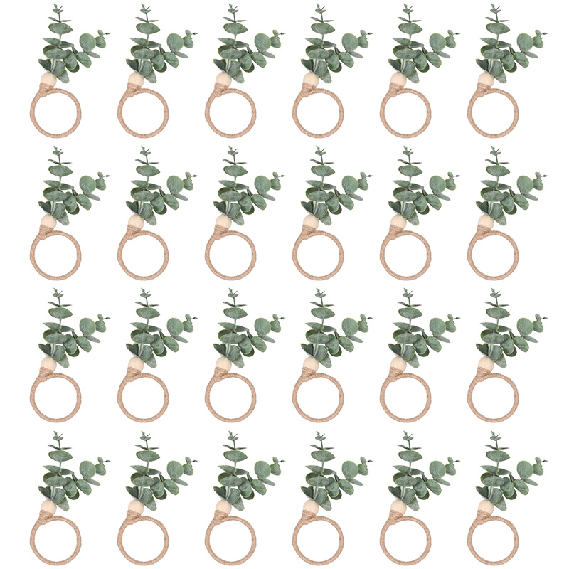 24/1Stck Hochzeit Serviette Ringe Eukalyptus Blätter Serviette Halfter Schnallen Frühling Ostern Hause Tisch Dekoration Geburtstag Party liefert: Dunkelgrau