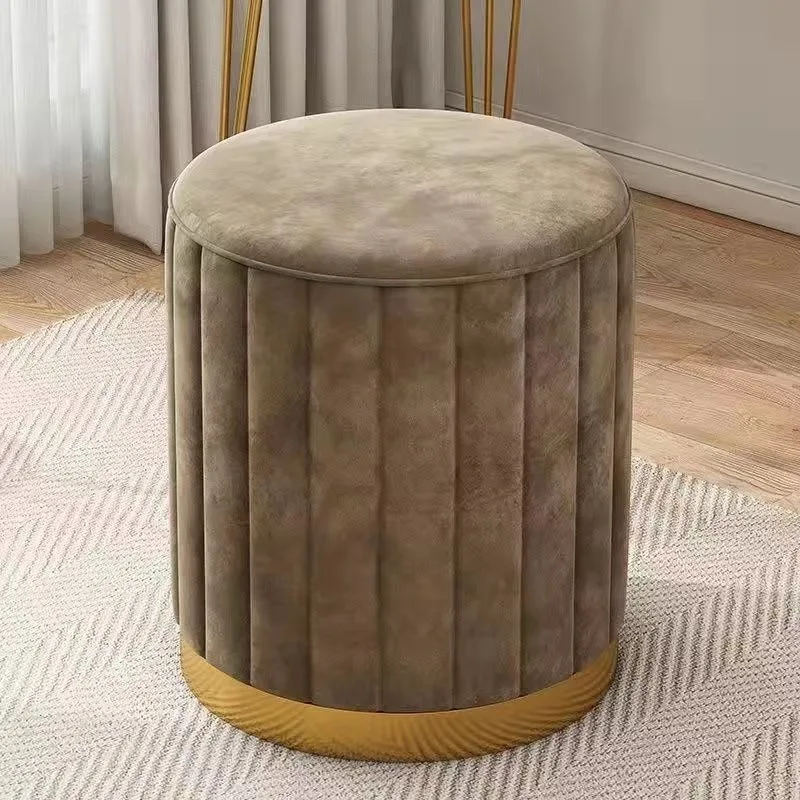 Light Luxury Round Makeup Stools Stools Chairs Bedrooms Sofas Side Stools Dressing Stool Vanity Chairs Storage Bench: DARK GRAY