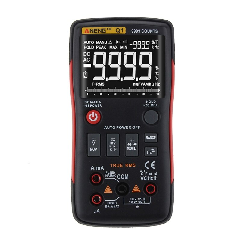 Q1 True-RMS Digital Multimeter Auto Button 9999 Counts Analog Bar Graph Tester Measurement Instruments