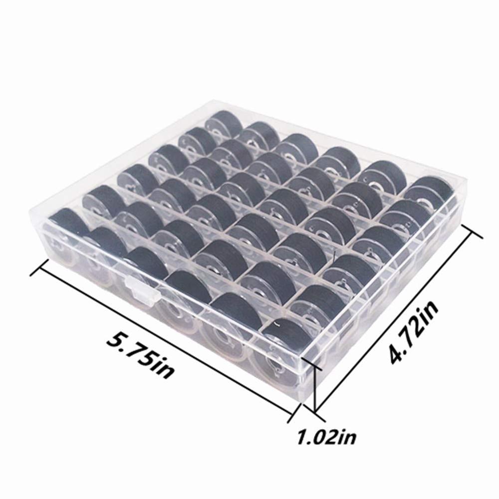 Bobinas de coser de poliéster negro, bobina de plástico transparente y abrazaderas de bobina, accesorios para máquinas de coser, 36 Uds.