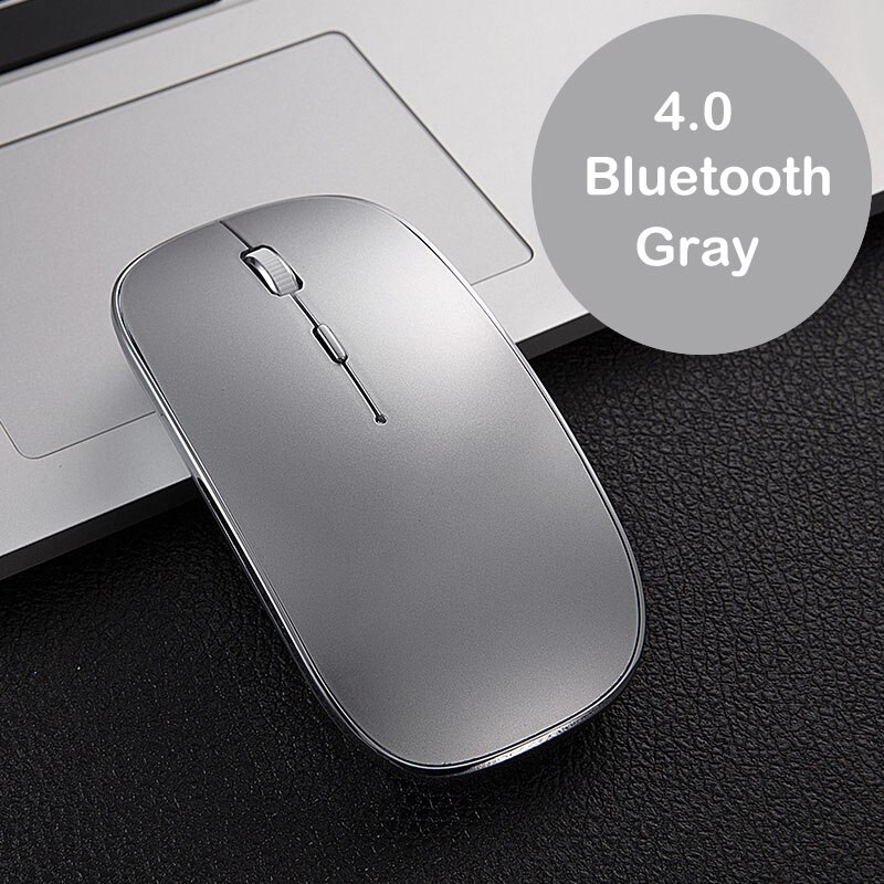 Mini Bluetooth Mouse Rechargeable Optical Silent Laptop Mouse for Apple Macbook Windows 10 OS,Wireless Bluetooth 4.0 Mouse: Gray