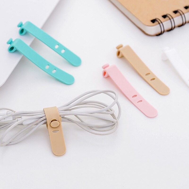 Enrouleur de câble d'écouteurs en Silicone, 4 pièces, support de cravates pour écouteurs iPhone Samsung MP4, organisateur de bureau
