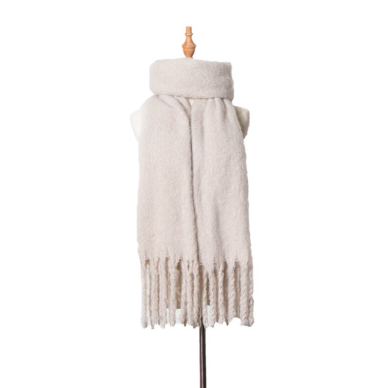 Warme Schals Herbst Und Winter Neue Stil Grob Tassled Kreis Sand Einfarbig Schal Schal von Dicken Schal Schal: Beige