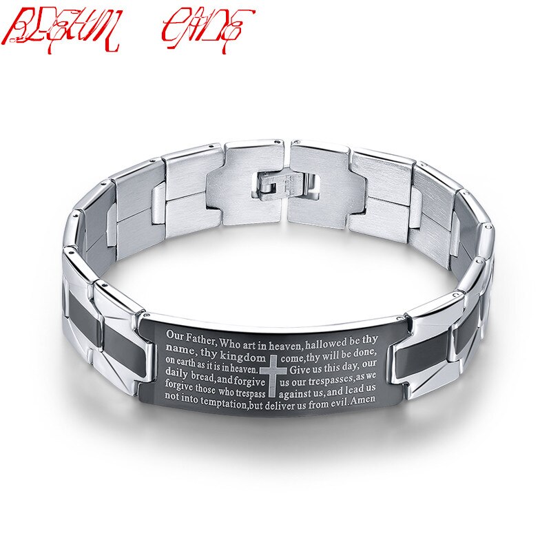 Gothic Punk Rock Mini Kühlen Edelstahl Kette Armband männer Christian Schriften Kreuz Schmuck