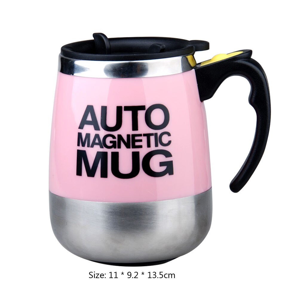 Automatic Self Stirring Magnetic Mug Stainless Steel Self Stirring Mug with Lid Auto Electric Coffee Milk Mixing Cup Thermal Cup: Pink