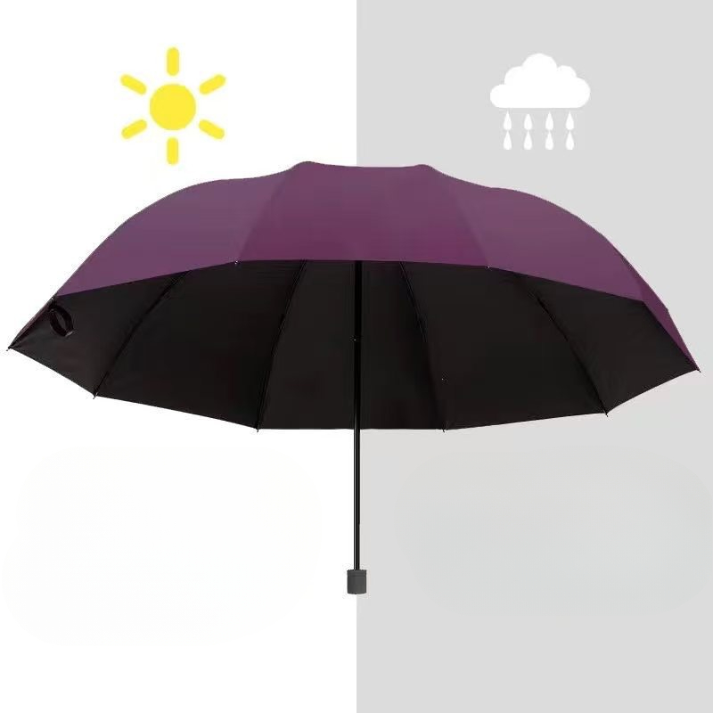 Paraguas plegable extra grande con doce varillas, tela resistente al viento y a la lluvia, adecuada tanto para días soleados como lluviosos, fácil de llevar: YELLOW