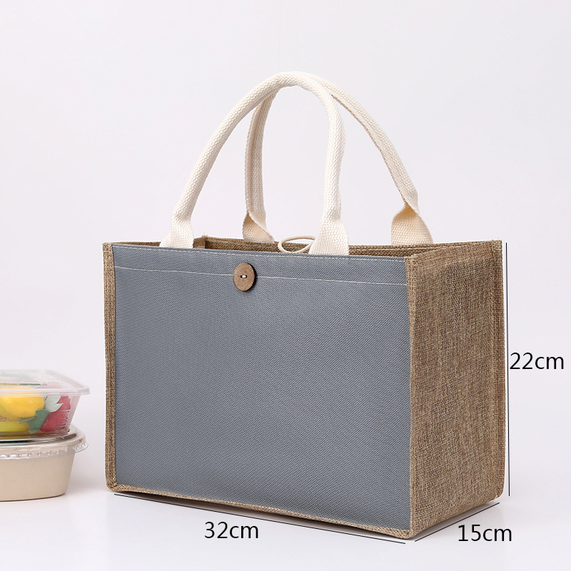 Sack kleinen Einkaufstasche mit Knopf große Kapazität Handtasche umwelt freundliche wieder verwendbare Einkaufstasche Frauen Hanf Tasche: Marine Blau