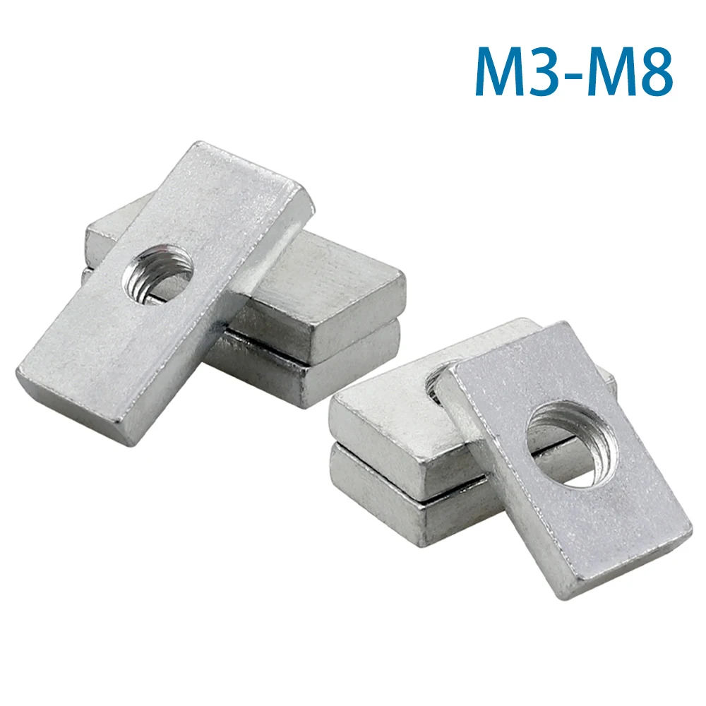 10-50 Stuks M3 M4 M5 M6 M8 Vierkante Moer Verzinkt Koolstofstaal Dunne Rechthoekige Moeren Slider blok Voor Aluminium Profiel Accessoire