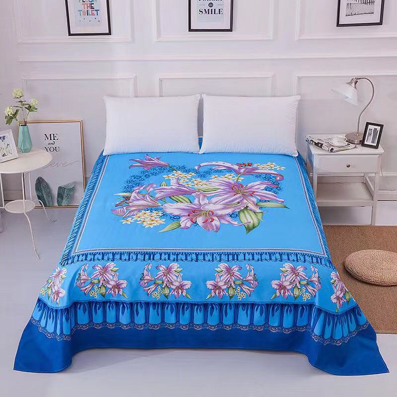 1pc fleur ponçage doux mariage drap de lit grande taille 245x245cm plat drap de lit épaissir double drap de lit pas de taie d'oreiller