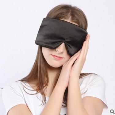 Luxe zijden draagbaar reisslaapmasker, dikkere rusthulp, zachte hoes, ooglapje, slaapmasker, etui,  mr080 stuks: Zwart
