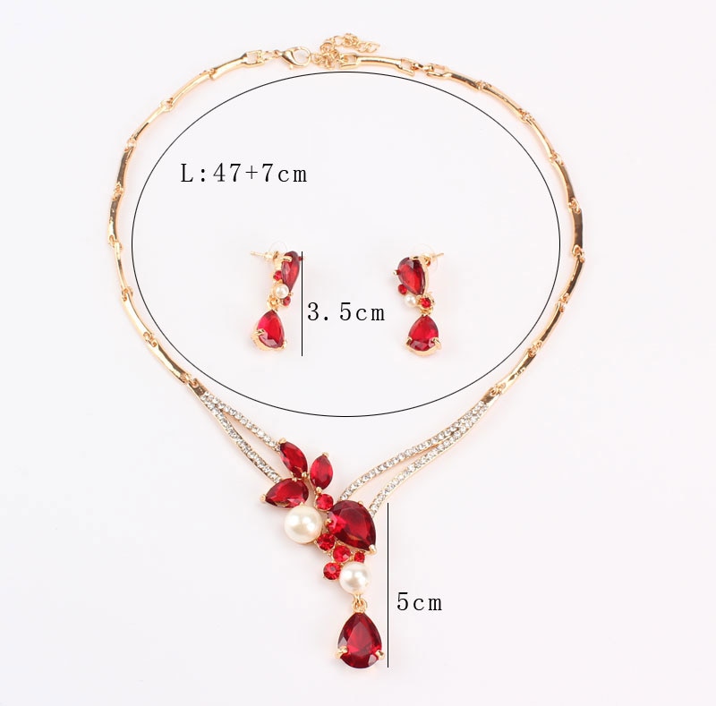 Bruidssieradenset met kristallen ketting en oorbellen, klassieke waterset voor dames, trouwsieraden