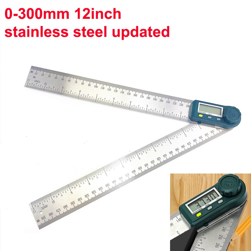 0-200mm 0-300mm Stainless Steel Digital Angle Ruler Inclinometer Carbon Fiber Electron Goniometer Protractor Angle Finder Meter: 0-300mm stainless