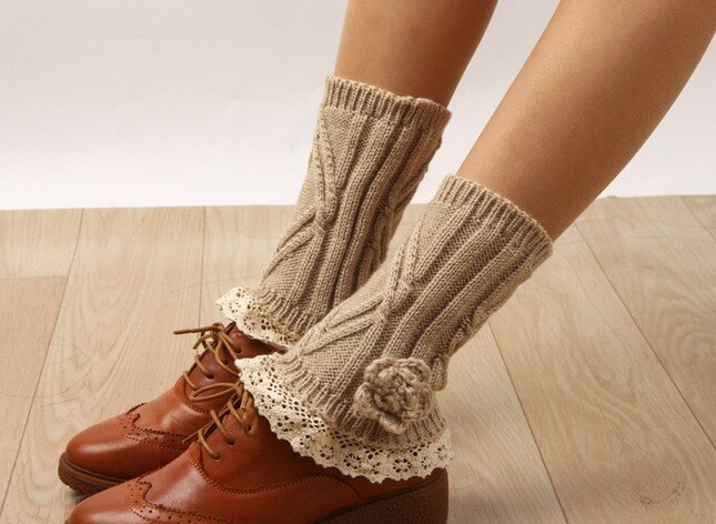 Rose Lace Boot Cuffs knit boot topper lace trim faux legwarmers lace cuff shark tank leg warmers 5 colors 12 pair/lot#3990