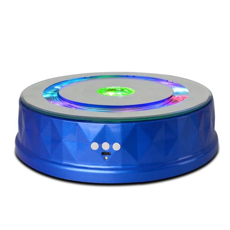 Elektrisk platespiller vise stativ fargerikt lys 360 ° roterende bord ur armbånd smykker holder til foto rekvisitter