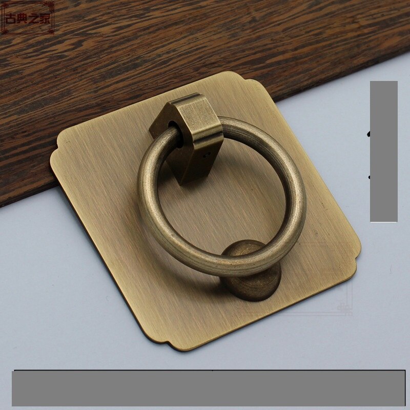 Pure copper Chinese style copper ring handle solid wood furniture drawer copper piece pull ring door decoration handle antique p