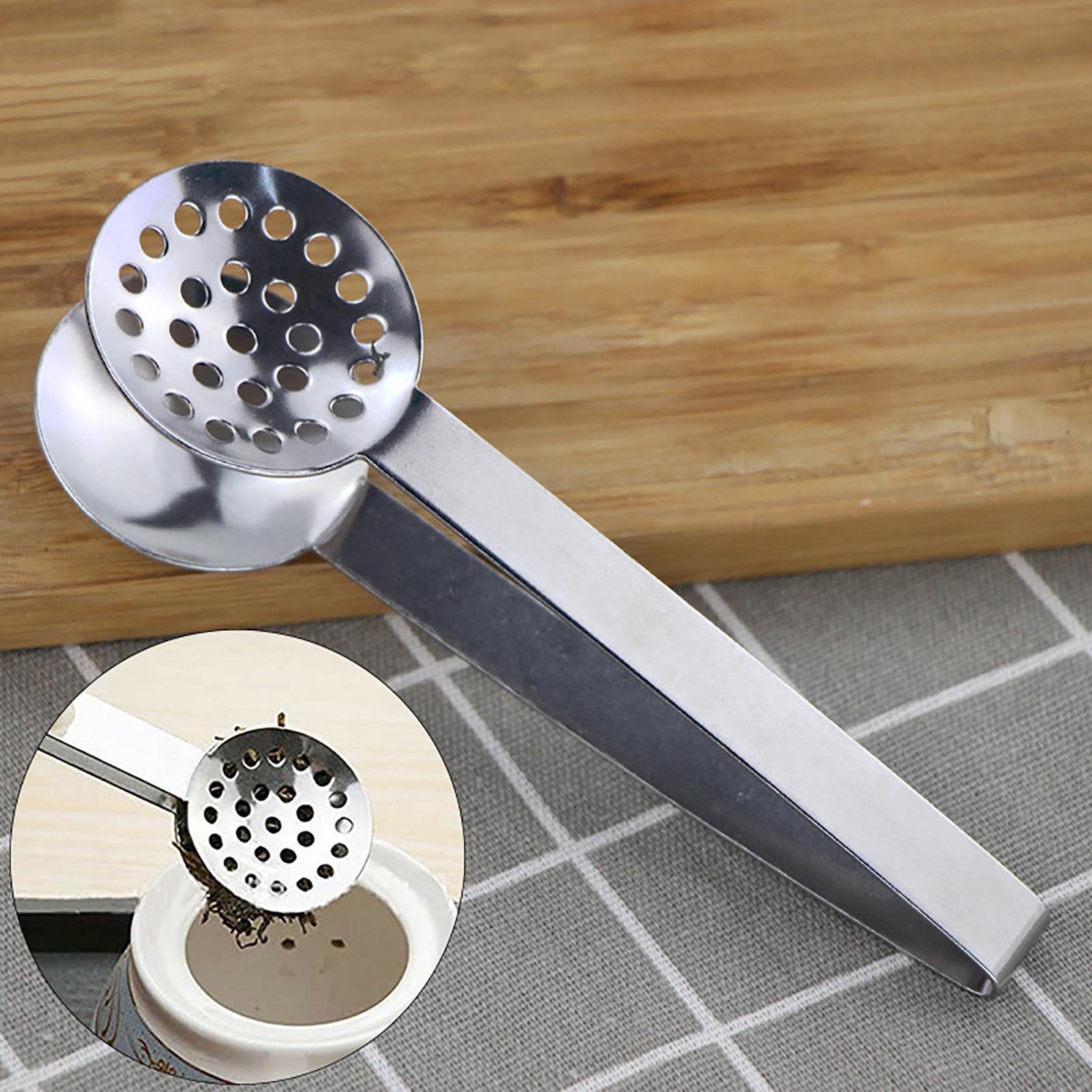 1PCs Silver Stainless Steel Round Tea Bag Tongs Tea Bag Squeezer Holder Grip Clip for Lemon slice Kitchen Tools