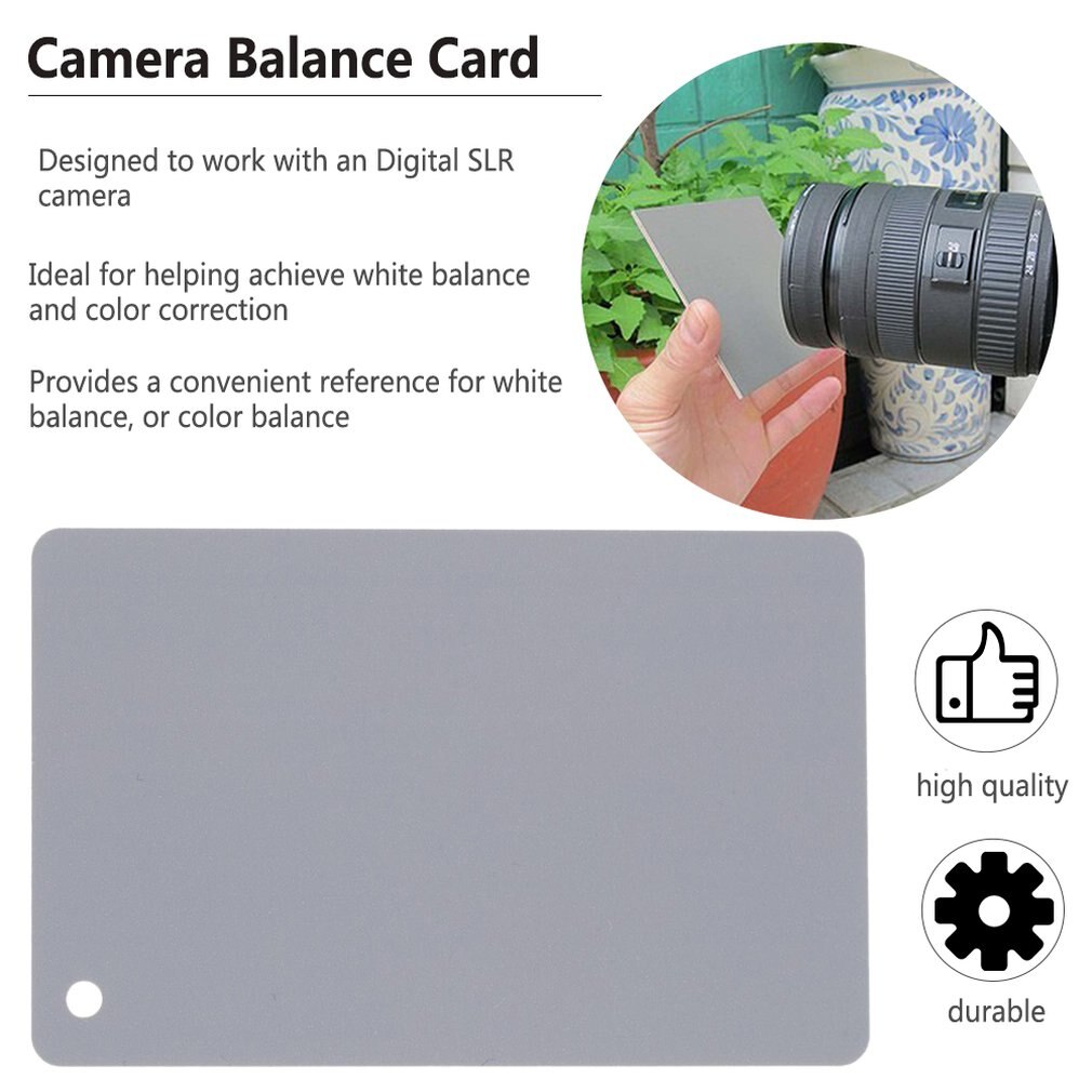 3 in 1 White Balance Cards 18% Gray Card for Digital and Film Photography White Black Grey Blance 3 Card Set with Neck Strap
