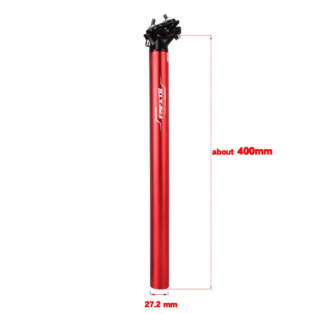 MTB Bicycle Seatpost 27.2/30.9/31.6mm*400mm Mountain Bike Seat Post Seat Tube Long Fixed Gear Seat Post Extension Bicycle Parts: 27.2X400mm Red