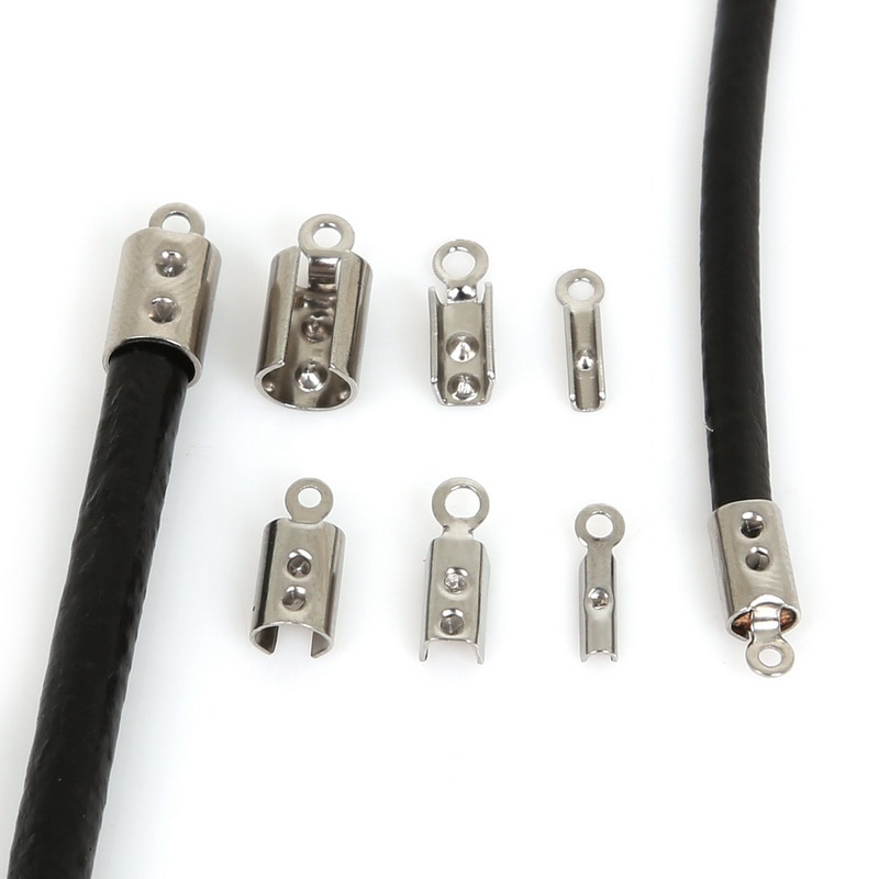 30/90 stücke Edelstahl Seil Kette Schnüre crimpen Korn Ende Kappen Anzug Für 1/2/3/4mm Schmuck Machen DIY Armbinde Halskette Anschluss