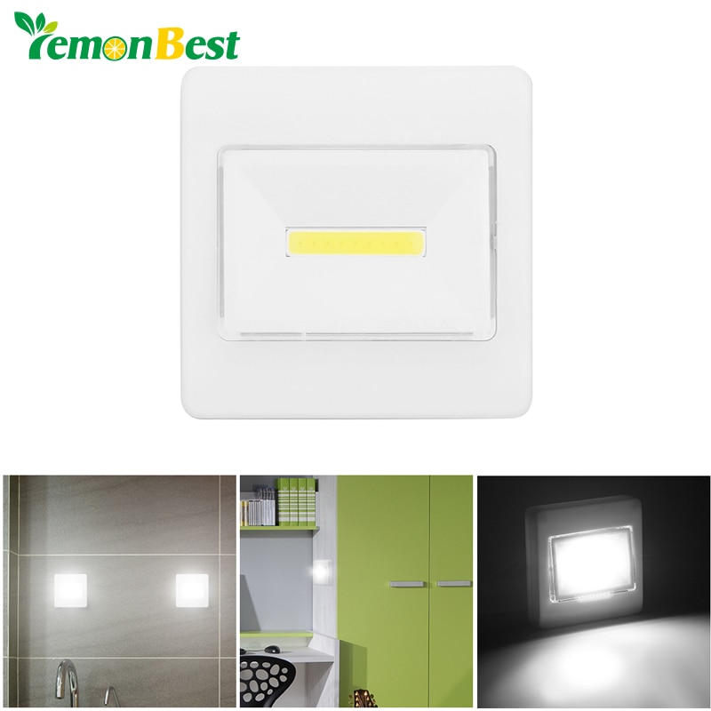 Ultra Bright Magnetic Mini COB LED Wall Light Night Lights Camp Lamp Battery Operated with Switch Magic Tape for Garage Closet