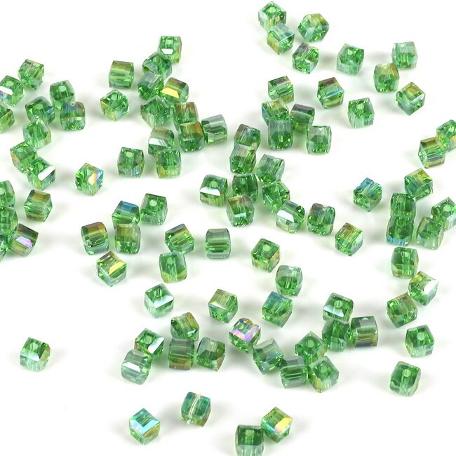 3mm 100 stk mini østrigske krystal firkantede perler til beklædningsdekoration blandede farver glasperler gør-det-selv tilbehør forsyninger: Ab peridot