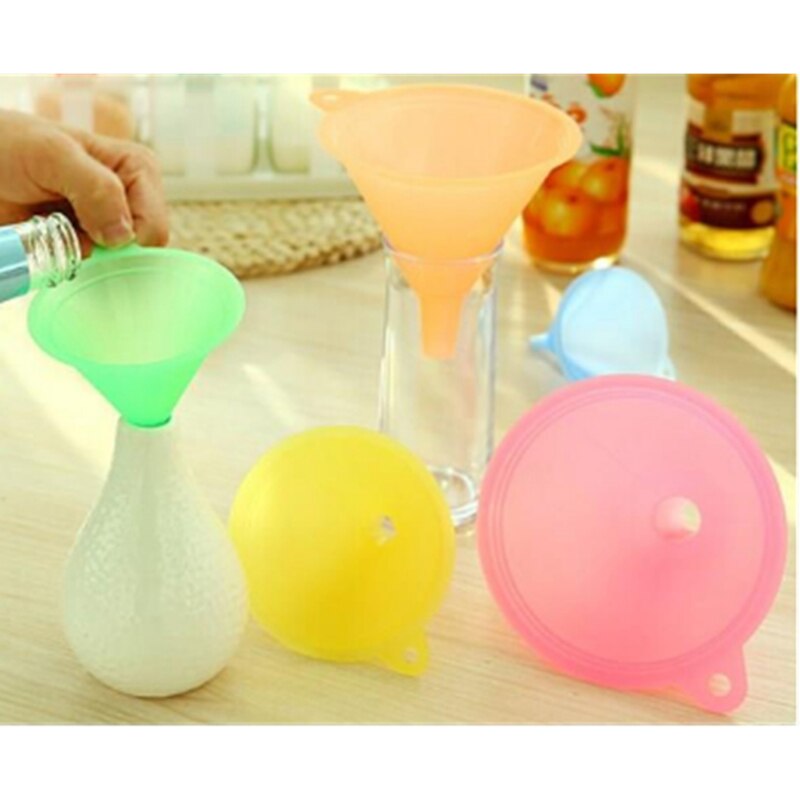 Embudo de plástico líquido para líquidos, juego de embudo para líquidos de cocina, gran variedad, pequeño, mediano y grande, 5 uds.