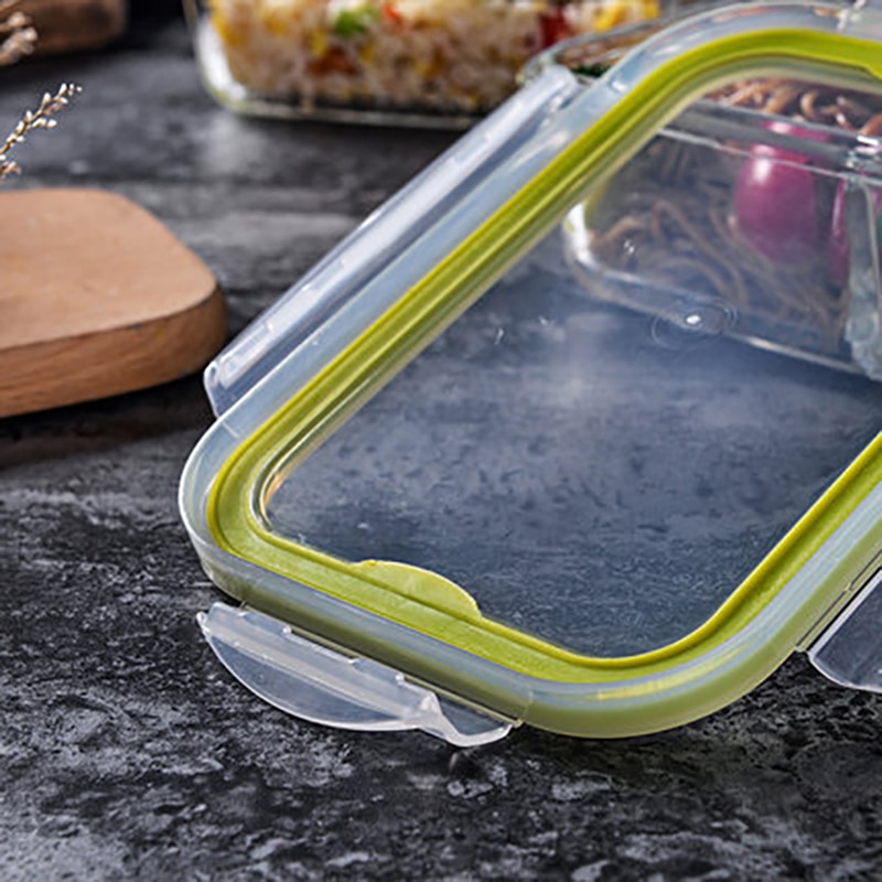 Glass Lunch Box Microwave oven heating refrigerated sealed leakproof food container transparent borosilicate food bento box