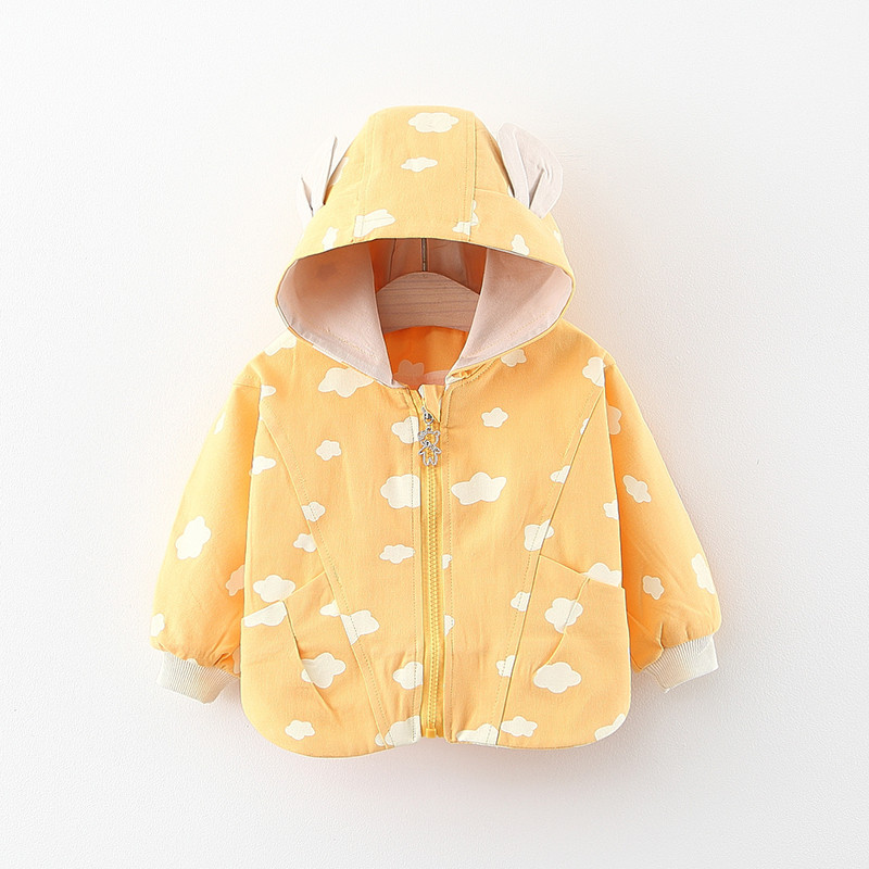 Lente Herfst Pasgeboren Baby Meisjes Kleding Casual Hooded Windbreaker Jas Voor Baby Meisje Kleding Outfit Geul Bovenkleding Jas: yellow / 9m