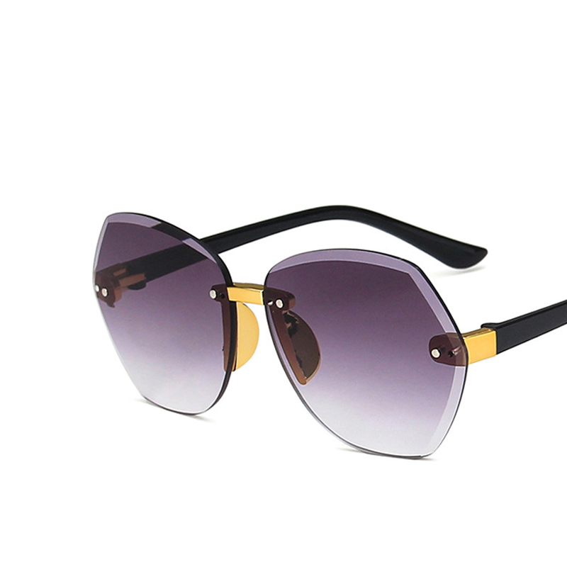 Art Nette Oval Randlose Rahmen Sonnenbrille freundlicher freundlicher Grau Rosa Blau Objektiv Jungen Mädchen UV400 Schutz Brillen