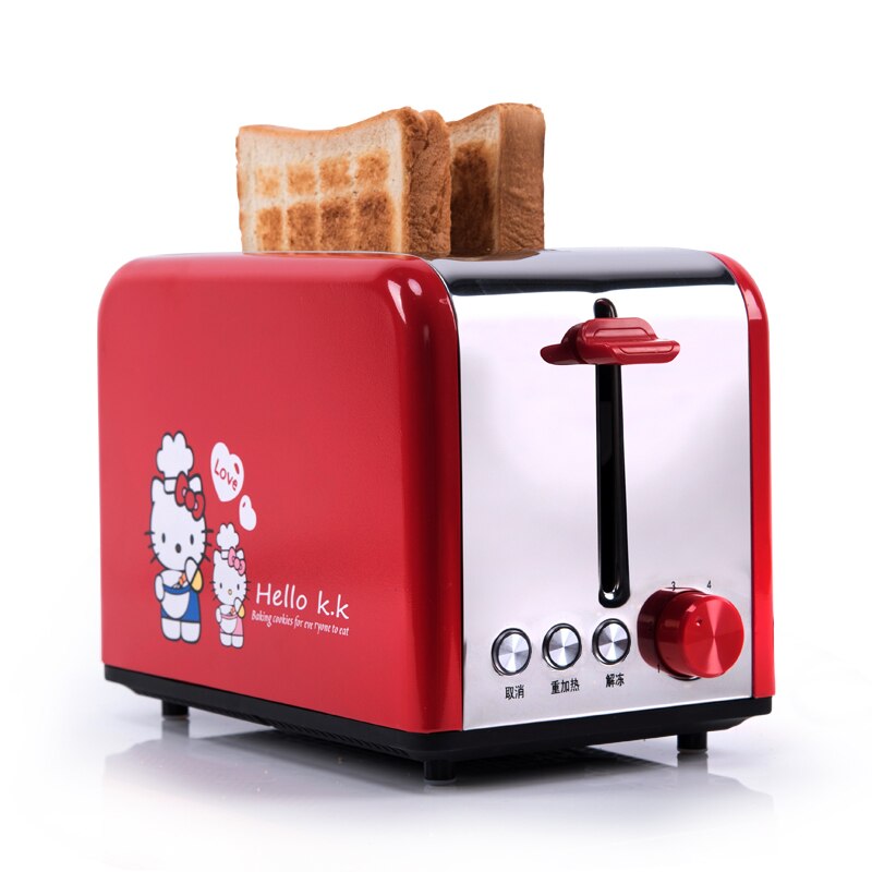 Mini-grille-pain multifonctionnel avec corps en acier inoxydable, rouge et jaune, 6118