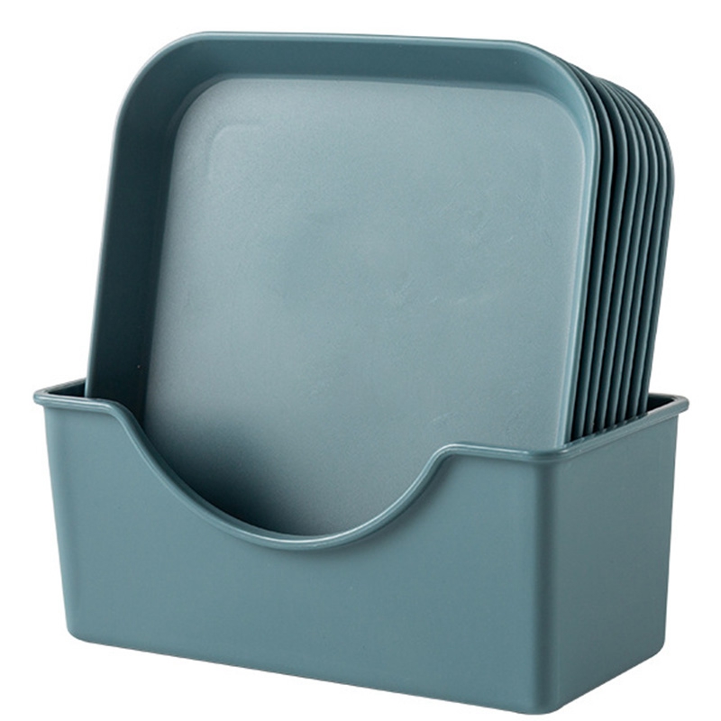 Household Japanese Bone Plate, Square Snack Plate, Plastic Fruit Bone Plate, Cake Plate, Table Plate: Blue