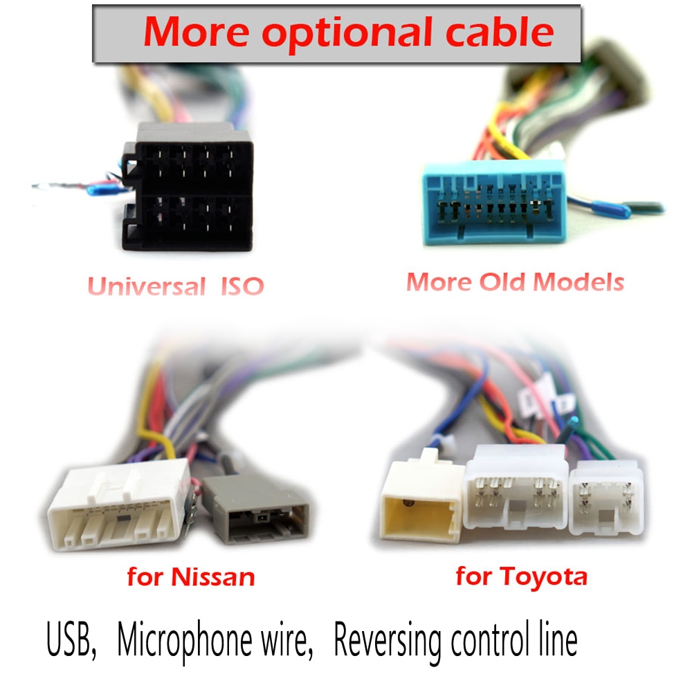 1din of 2din Android Power Kabel USB mic radio GPS HD multimedia speler accessoire voor Hoxiao Alidesheng Toyota Nissan ISO suzuki