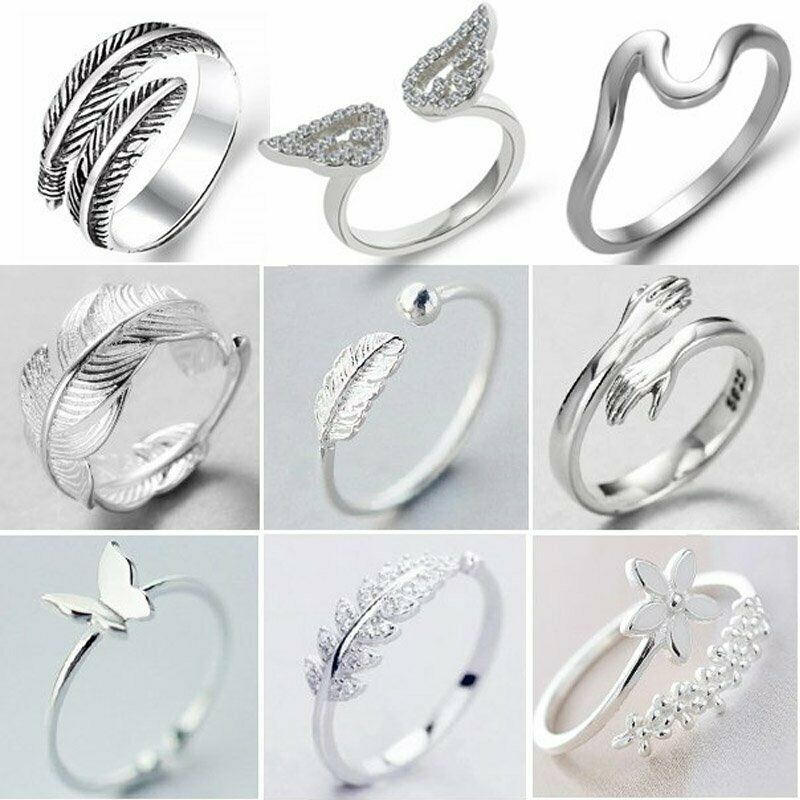 Huitan osobowość Feather pierścienie otwierające dla kobiet prosty stylowy Design Fashion Girls Finger akcesoria Party biżuteria 2021 Hot