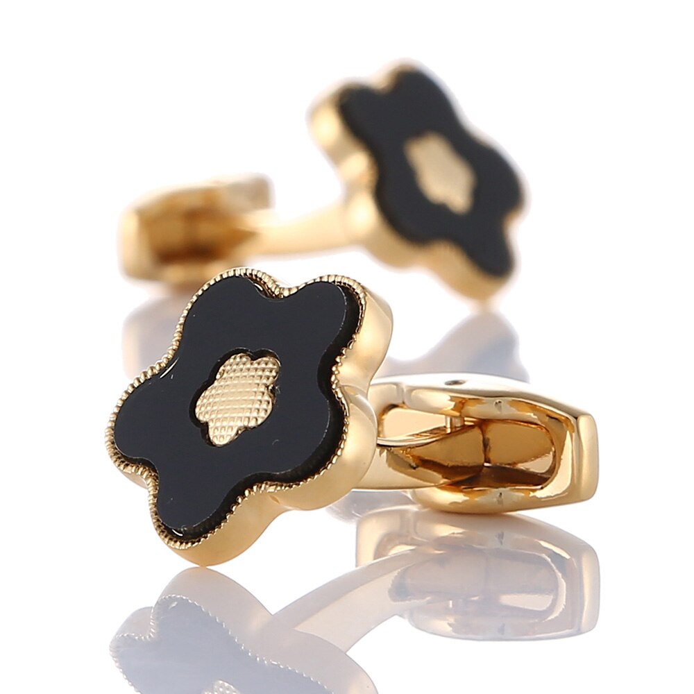 Boutons de manchette de chemise de costume pour hommes dorés de luxe, boutons de manchette de Style fleur pour marié de mariage, d'anniversaire pour père, bijoux